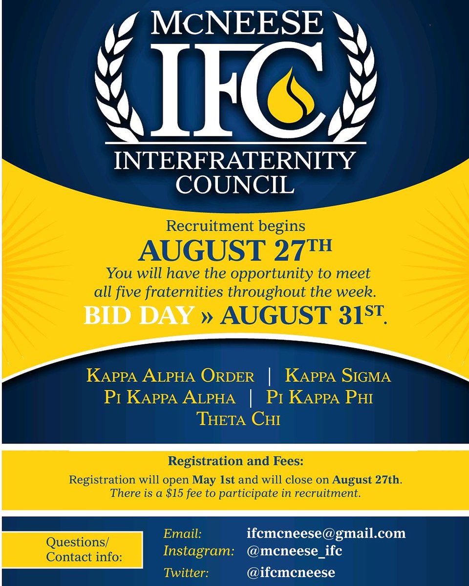 IfcMcneese's tweet image. We'll be at the Greek Life table tomorrow during @MSUStudentLife Get Connected Day! Stop by from 9am-12pm to learn more about our organizations &amp;amp; how to join!
#RushIFC