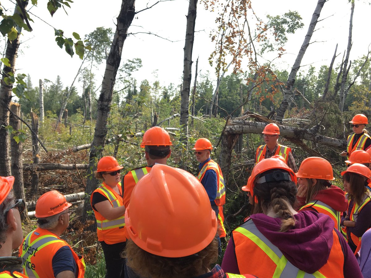 DeanSKScience's tweet photo. Day 2 of Forestry Tour - checking out the damage from this summer’s blowdown near Candle Lake. https://t.co/z8Xmz5czCD