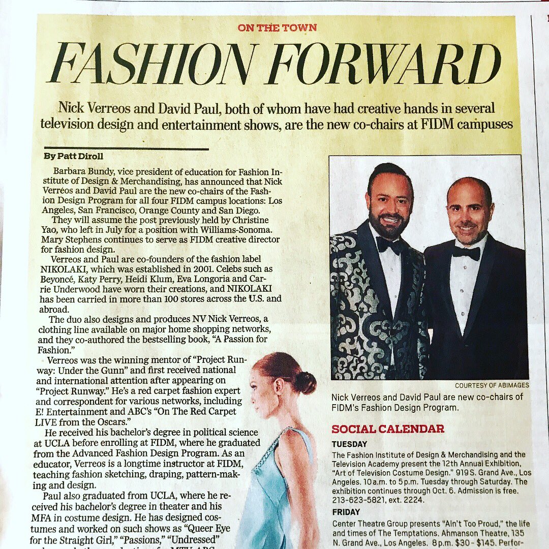 Many THANK YOU’S 🤗💐 to @PasStarNews for the LOVELY article on @bdavidpaul & I being named as the new @FIDM Fashion Design Program Co-Chairs 👌 #PasadenaStarNews #FIDMCoChair #FIDM :