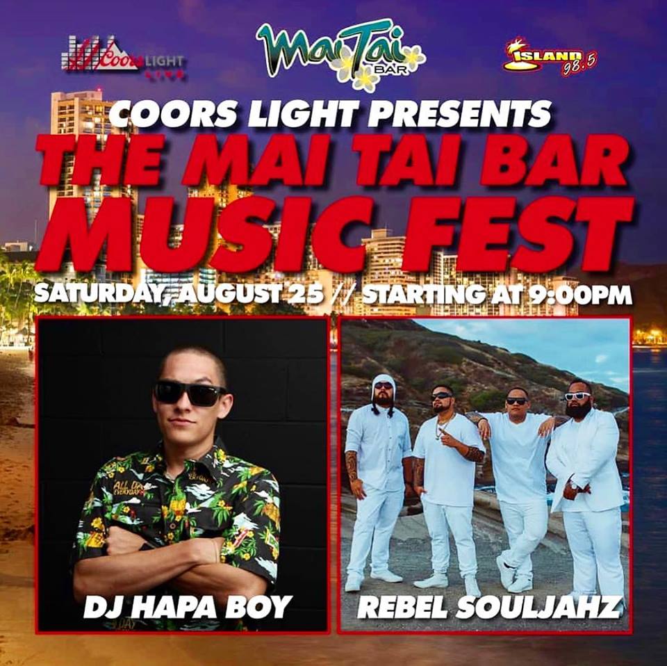 AlohanIrie's tweet photo. ☆週末ライブ・チェック@アラモ���ナ☆

"Tha Mai Tai Bar Music Fest"
@ the Mai Tai Bar Alamoana

ft. Rebel Souljahz &amp; DJ Hapa Boy !!

Sat. Aug. 25th https://t.co/05EMn7XtvK