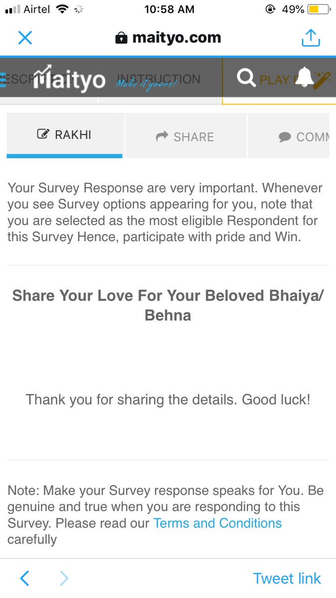 karanbanga110's tweet photo. @MaityoLive Done Team ๐ฏ
Biggest wish to be one of the lucky 10 winnersโฅ๏ธ
#Contests #RakhiContest #RakshaBandhanContest #Maityo #MaityoContests #MakeItYours #WinUnlimited
Join here and win Amazon Vouchers๐
@yashvig009
@Priyalpoddar19
@rosie7me
@Gopal29
@Manaal_M16 https://t.co/SMTP10Cfdg