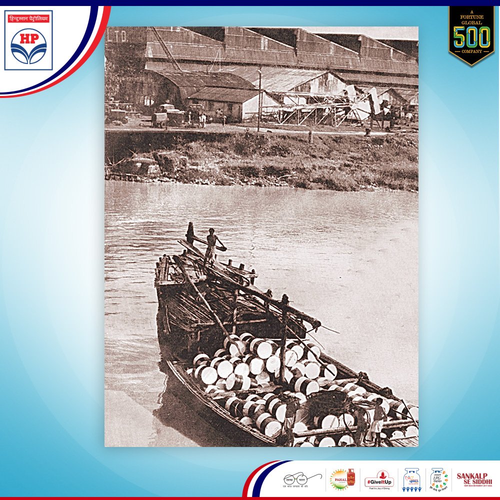 HPCL's tweet photo. Boatman plying our lube oil drums along the Ganga in West Bengal back in 1964. #ThrowbackThursday https://t.co/BISWDMLloX