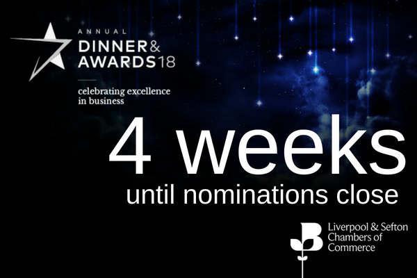 LpoolChamber's tweet photo. Only 4 weeks left to enter our Annual Dinner Awards that include:

-Responsible Employer of the Year (under &amp; over 250 employees)
-Workplace Health and Wellbeing 
-Exporter of the Year
-Digital and Technology
-Local Hero

Enter here: https://t.co/7veRnB5nah #WellConnected https://t.co/Dgp01VoFc0