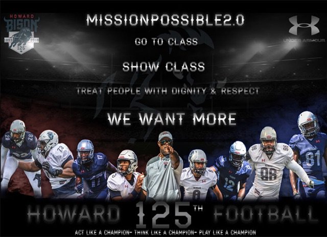 HUBISONFOOTBALL's tweet image. 125 years of Howard Football and #WeWantMore
#MissionPossible2.0