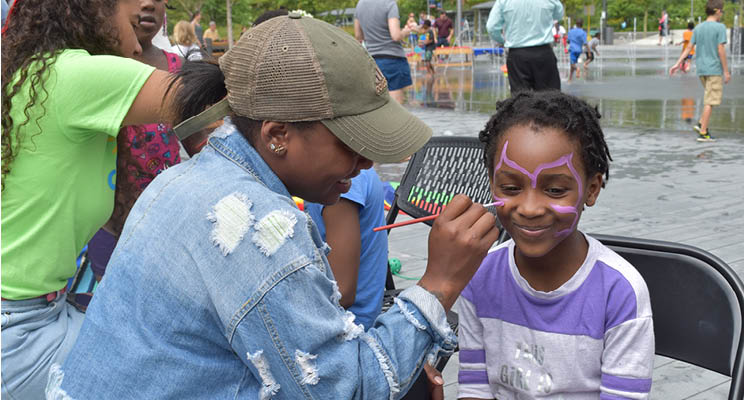 CLEPublicSquare's tweet photo. Bring the kids to Summer Splash in The Square presented by The Cleveland Foundation for free face painting from 11am-2pm today! #SummerSplashCLE https://t.co/3elDuAzI74