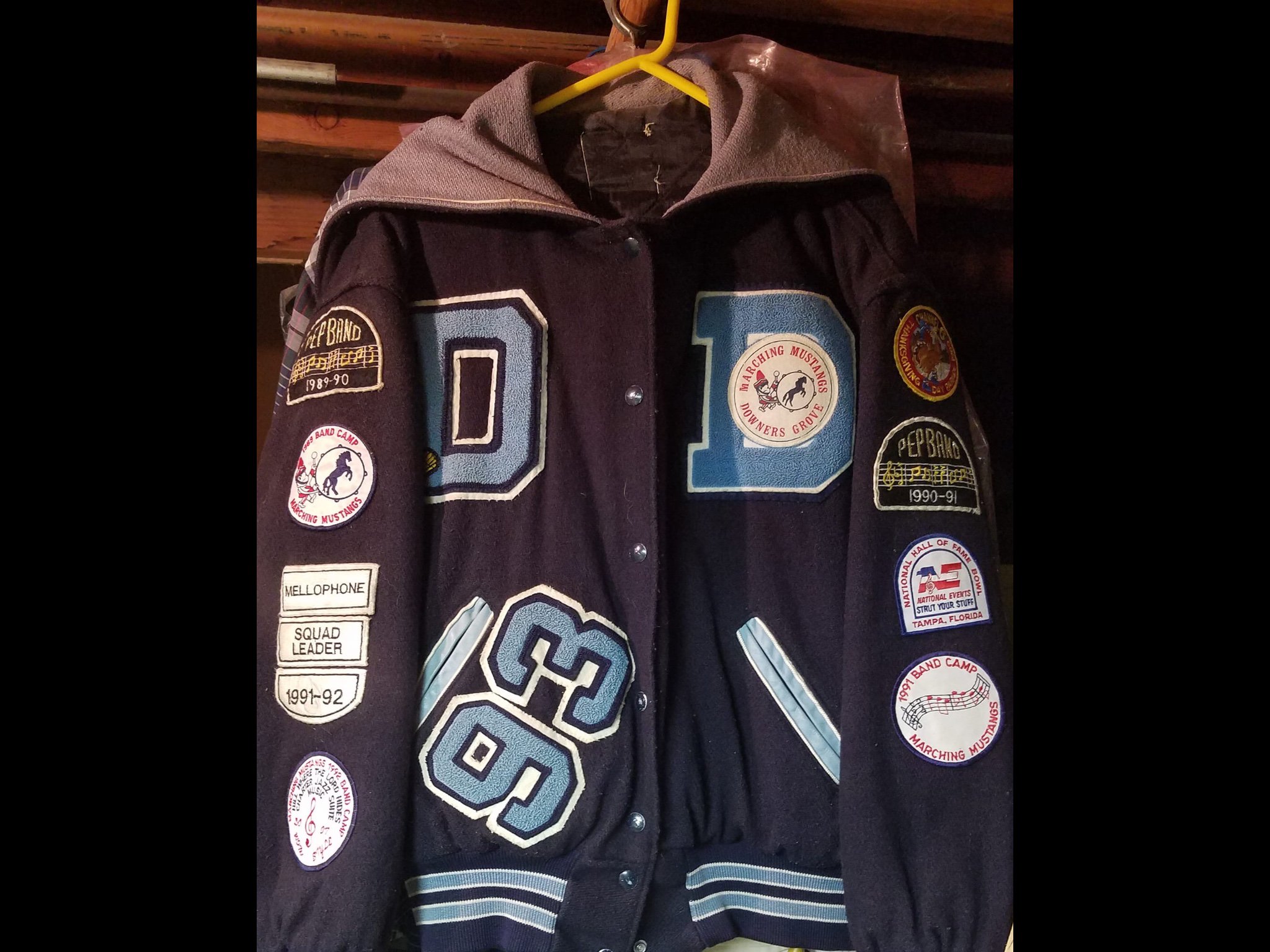 DGS Bands on X: Amy from '93 found her letterman's jacket in her parents  basement. Look at those vintage patches! Any one else still have their high  school jacket? #tbt  /