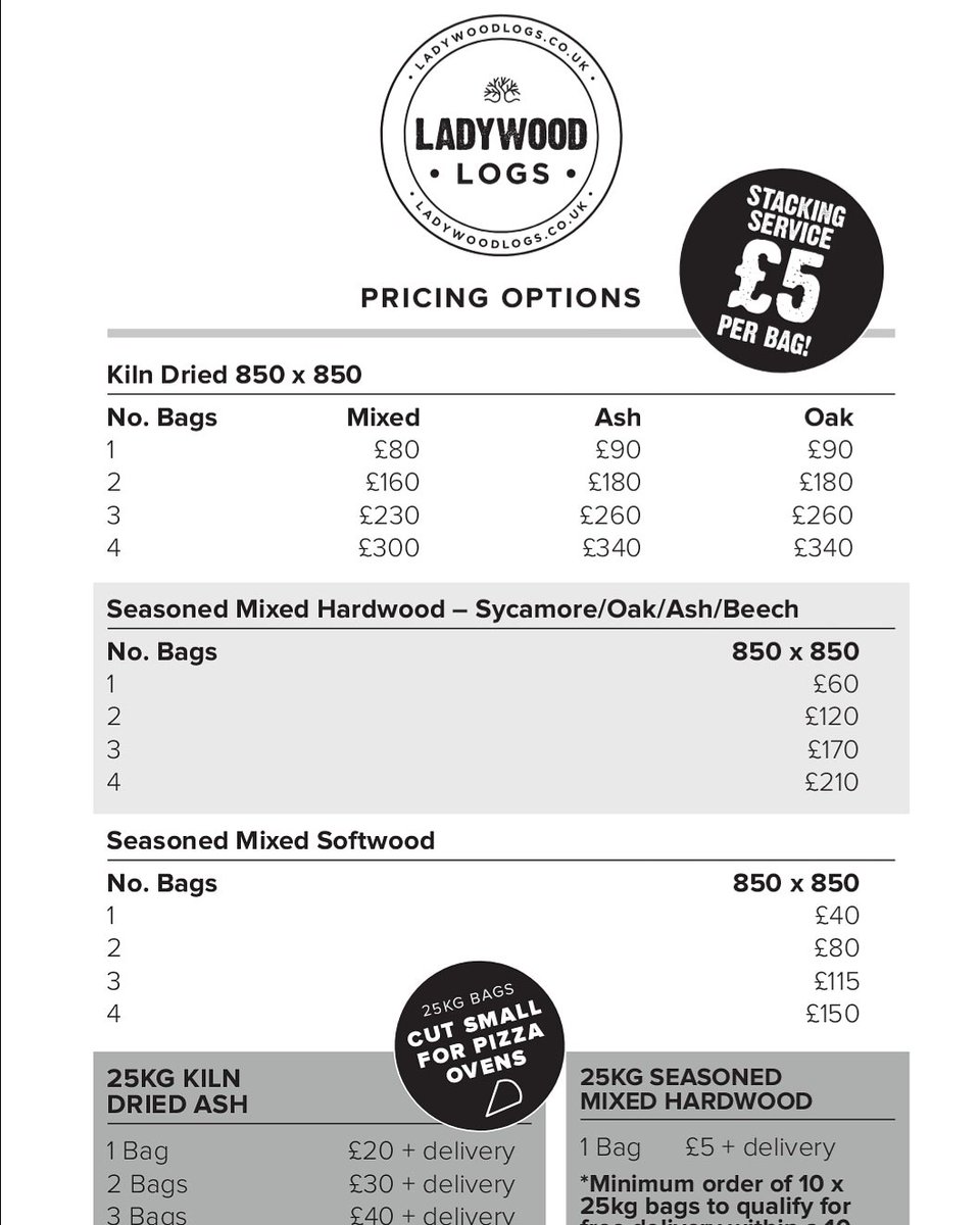 2018 price list follow us on Facebook @ladywoodlogs  #ladywoodlogs #getwood