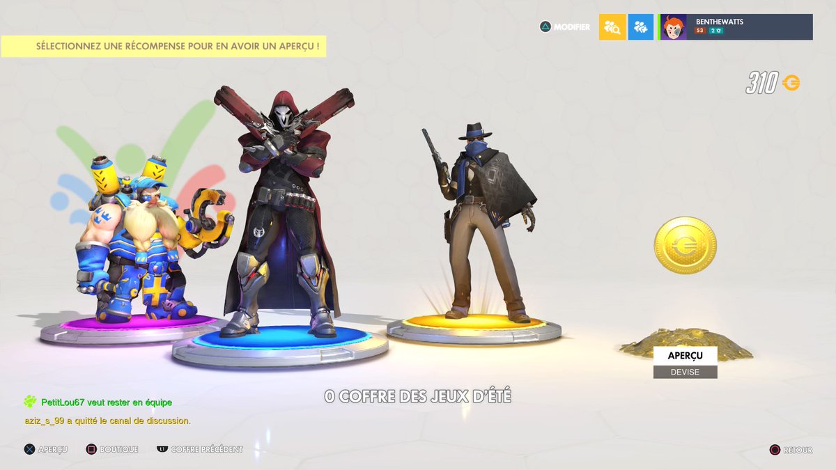 BenWattsStream's tweet image. Première fois de ma vie que j’ai ce genre de coffre ! :o #Overwatch  #PS4share #Lootbox #Skinagogo