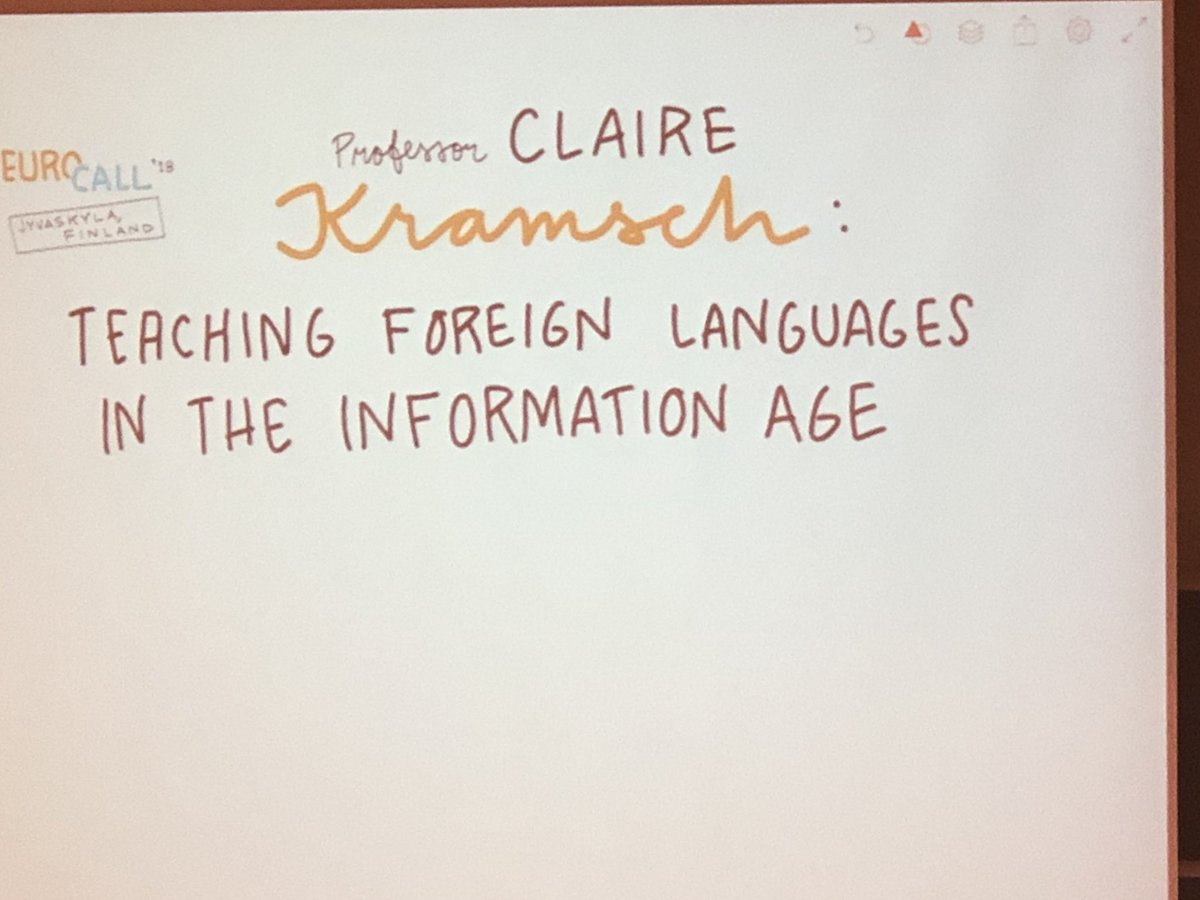 APlutino's tweet photo. Check out what is going on now at #EUROCALL2018 Claire Kramsch https://t.co/wAsrXz7B1p
