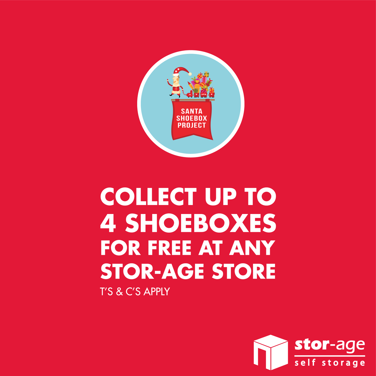 stor_age's tweet photo. Remember to collect your FREE shoeboxes in support of the @SantaShoebox Project at any @stor_age store nationwide.
https://t.co/9htMgqn3ZF https://t.co/oh7G47lpEf