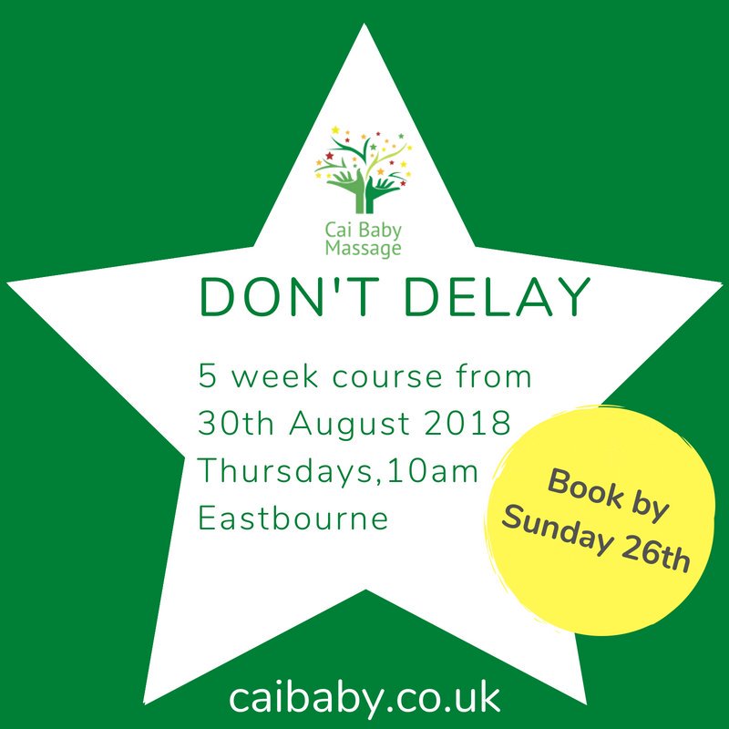 Don't delay - book your place today!
#babymassageeastbourne 
#caibaby #avoiddisappointment