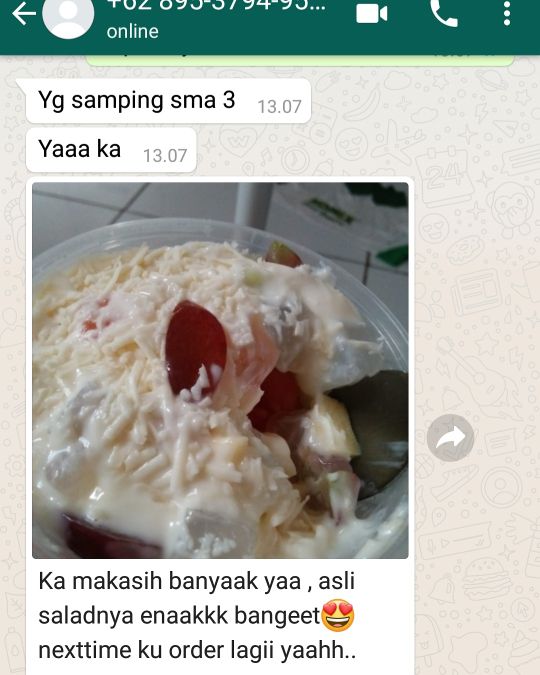 SBuahku's tweet photo. Testimoni customer salad buah.. Terimakasih sudah order salad buah 😊🙏#saladbuah #saladbuahciputat #saladbuahmurah #saladbuahpamulang https://t.co/9dHjtZEMlS