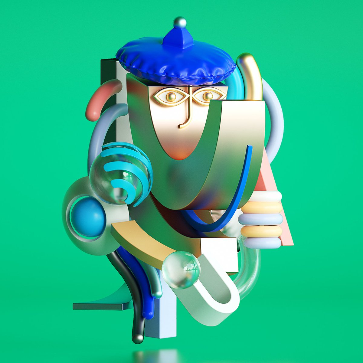 A little bit of Picasso and a whole lot of color. Explore more 3D characters by Omar Aqil: adobe.ly/2nYEyh8