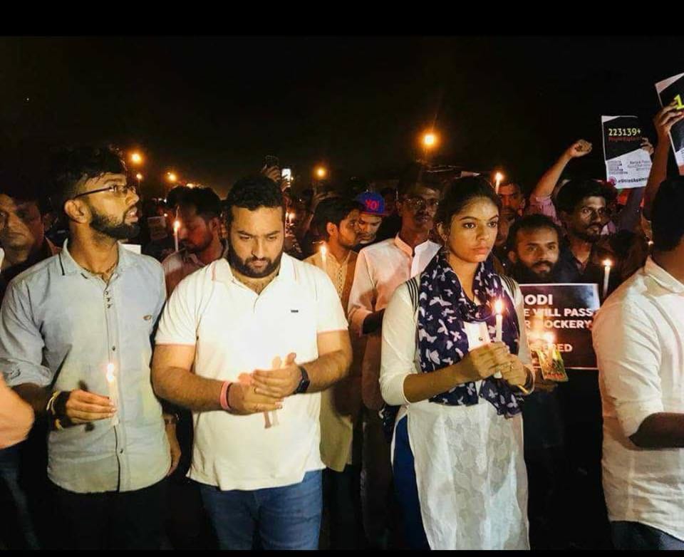 PumpiBaghel's tweet photo. National President @Fairoz_JK ji joined the candle march against the turning a blind eye attitude of centre government towards the victims of Kerala.
#WithKerala https://t.co/Vw4nPckPpJ