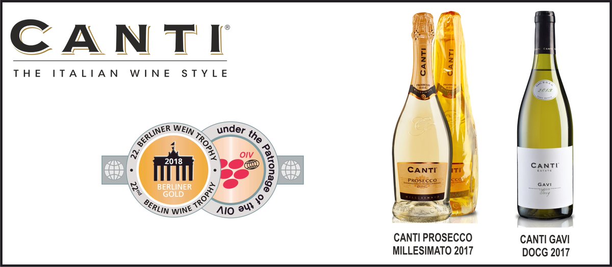 CANTI #Prosecco DOC 2017 and #Gavi DOCG 2017 got Gold Medal to Berliner Wein Trophy 2018