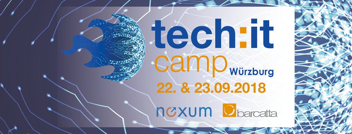 techitcampwue's tweet photo. Wir von #barcatta organisieren das erste #techitcamp in #Würzburg auf der #Jobmesse am 22. und 23. September 2018. Sie haben eine coole Idee, die #ITler und #Technikbegeisterte anspricht? Dann kontaktieren Sie uns und halten Ihren eigenen Slot! 🚀 https://t.co/eGCEAZpzI2