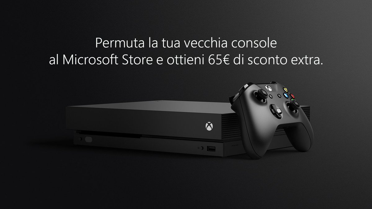 XboxItalia's tweet image. Non c'è mai stato un momento migliore per fare l'upgrade. 💚

Permuta la tua vecchia console e ottieni fino a 100€ per acquistare una nuova XBOX sul Microsoft Store. 

E solo fino al 27 Agosto, ottieni altri 65€ extra. 🤑[microsoft.com/it-it/store/b/…]