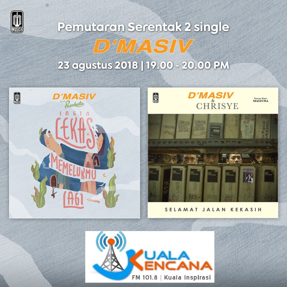 RadioIstanaBlt's tweet image. Siap-siap guys! Dengerin 📻 hari ini #PemutaranPerdana #2Single ⏲️ 19.00 - 20.00 WIB 👉 @DMASIV ft @sandsintheline – Ingin Lekas Memelukmu Lagi &amp;amp; @DMASIV ft @ChrisyeOfficial - Selamat Jalan Kekasih 👈 CC @MusicaStudios @itshengkie