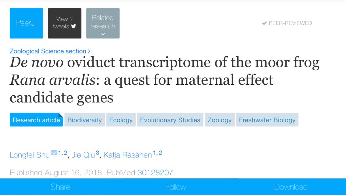 most recent step in our quest for #maternaleffect #genes genes is out now in @thePeerJ peerj.com/articles/5452 #adaptation #glycome #jellycoats #amphibia