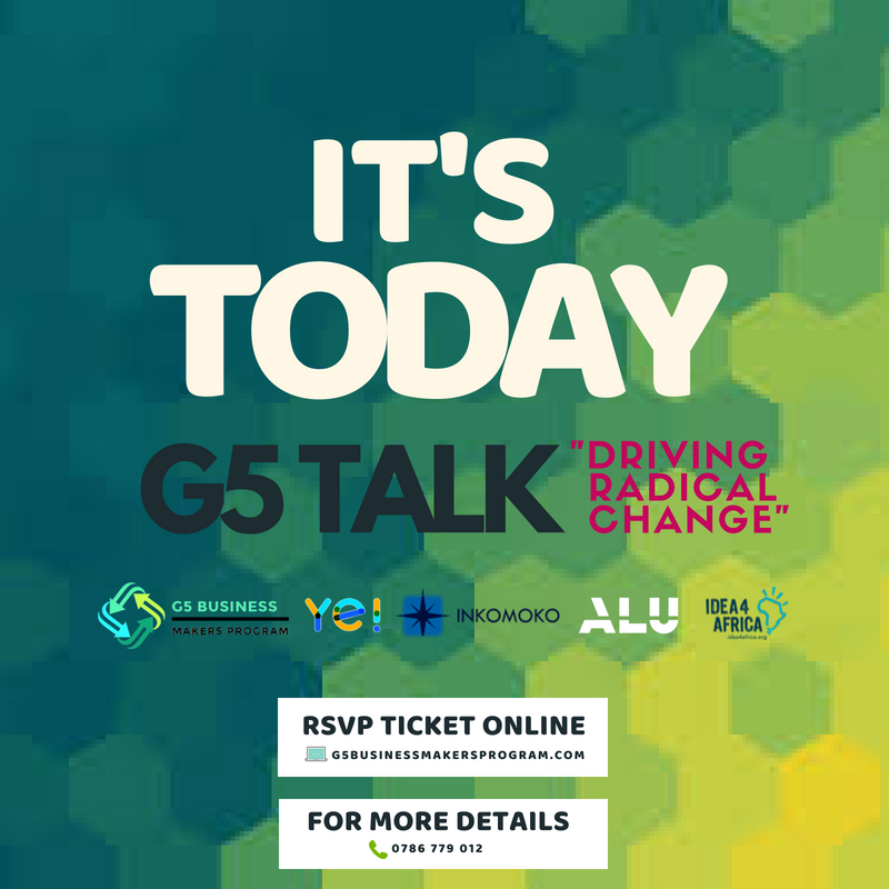 G5BMP's tweet photo. It’s happening TODAY at @UbumweGdeHotel . Join us for an awesome #networking #business related evening talk to #learn #share and #connect.
Don’t miss the takeaways from the experts #G5TALK
P.S: Tickets will be available at the door. See Y'all tonight 🤗 https://t.co/Pxjv50ARda