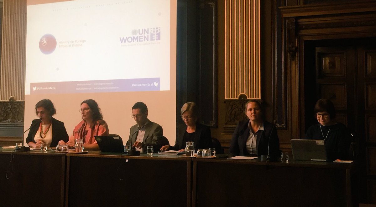 UNWomenSuomi's tweet photo. Paneelissa keskustellaan #evaluaatio'ista,#tasaarvo'sta ja #agenda2030-tavoitteista - mitä voimme oppia? Järjestäjänä @UN_Women/@unwomenEval & @Ulkoministerio. #kehitystulokset #arviointi https://t.co/NQiUAR3jHT