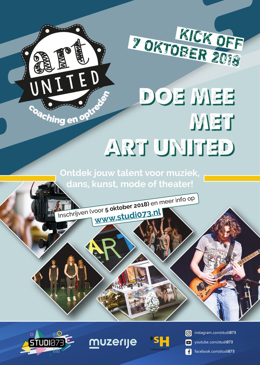#muziek #theater #dans #kunst #mode 
Krijg coaching in de discipline die jij leuk vindt
Treed op of exposeer tijdens het Art United Festival
Of help mee achter de schermen! 
Deelname = gratis 
Inschrijflink: goo.gl/ke7uUS