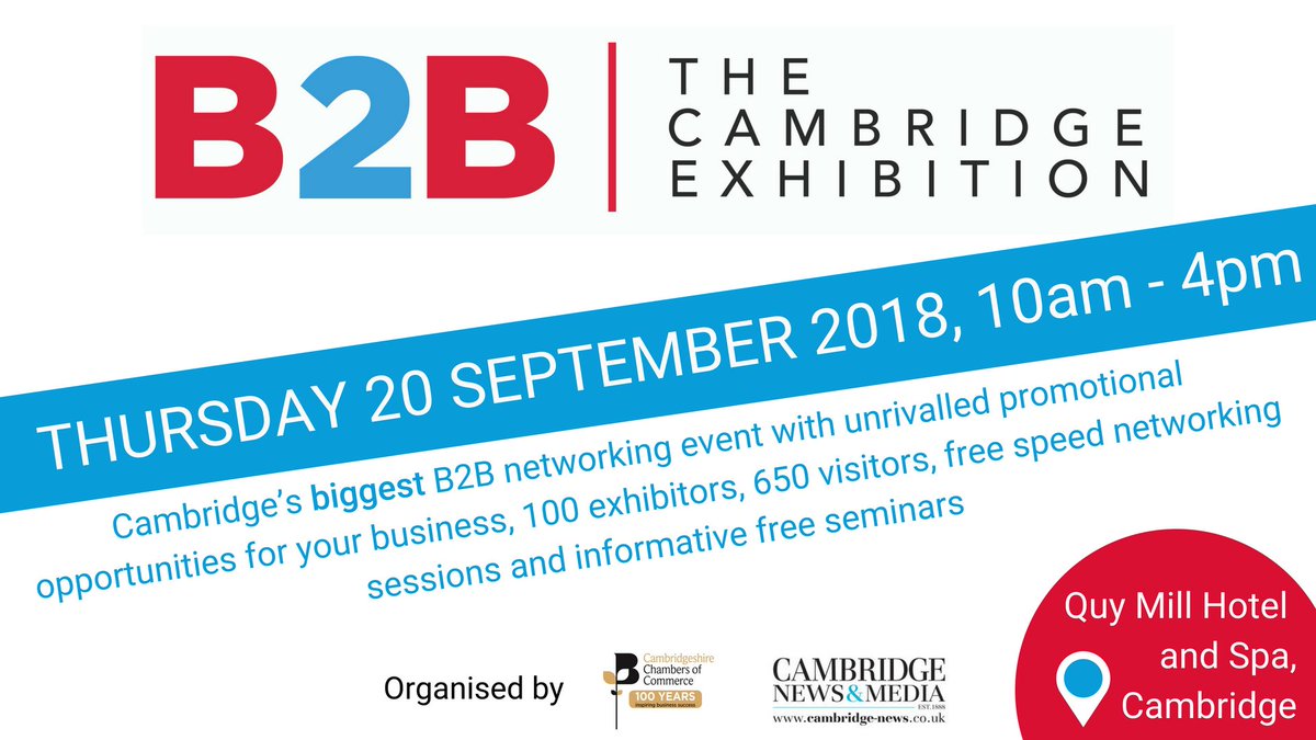 Cambslive's tweet photo. An important date for your September diary! Thursday 20th September our annual B2B exhibition is back with a fantastic line up #CamB2B https://t.co/xIBNbSNLAw https://t.co/hFRclY8LCn