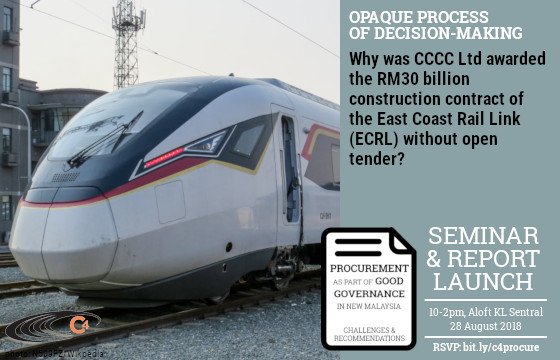 WHY WE NEED BETTER PROCUREMENT POLICY #1
Bidders don't know why they failed. The ECRL, despite costing RM30 bil, was awarded through direct tender from CCCC Ltd. 
Click to register: ow.ly/Znri50ih3CV
#government #procurement #govprocurement #reformprocurement