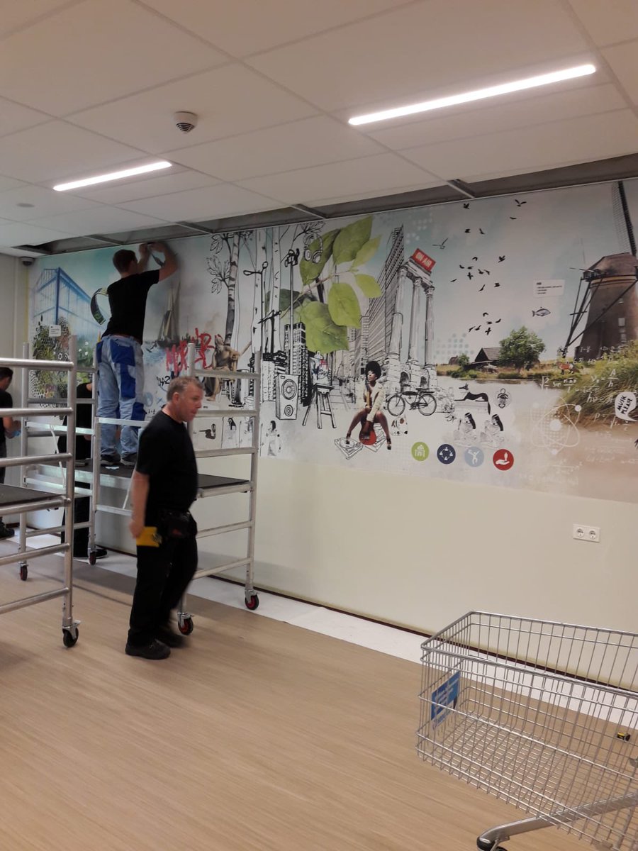 CANconcepts's tweet image. Uitvoering project ISW Gasthuislaan. Gaaf. Maatwerkbanken top. De visuals zien er fantastisch uit. #storiesonthewall #interieurontwerp #school #kek
