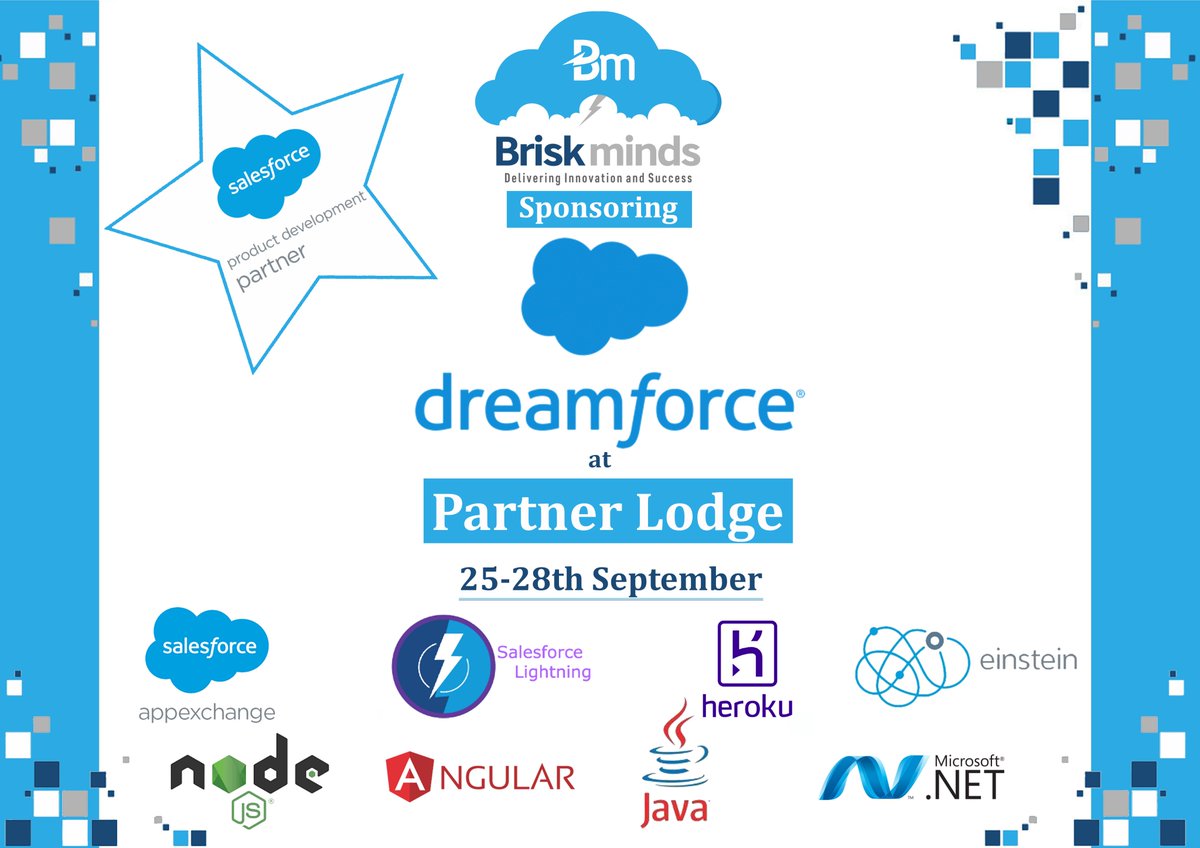 forceguru's tweet photo. Proud to announce that @Briskminds is sponsoring one of the world's largest conferences @Dreamforce (with over 150,000 attendees) in partner lodge.

If you are attending #DF18 make sure you visit our booth in partner lodge from 25 to 28 Sept.

We are PDO partners with #Salesforce https://t.co/4eLQasgE0o