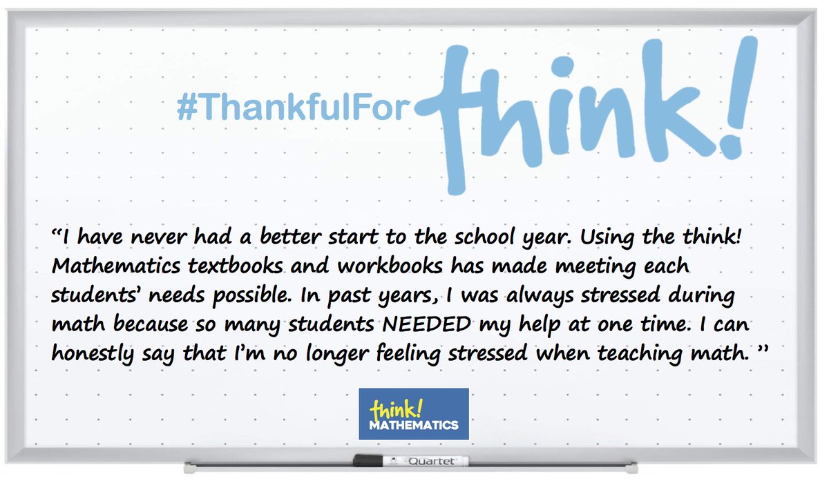 #ThankfulForThinkThursdays 
We have had an overwhelming response from teachers who are using think! Mathematics and loving it! Each week we will be showcase some of these flattering reviews. #mathresources 
#thinkbig 
#thinkdifferent 
#thinksmart
#thinkMathematics