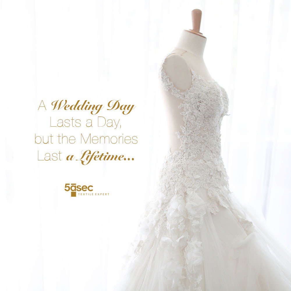 A Wedding Day lasts a day, but the memories lasts a lifetime. Keep your wedding dress on its pristine condition just like the first time you wore it. 

#5asecIndonesia #textileexpert