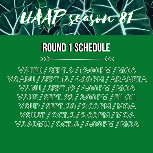 ANIMOalways's tweet photo. SAVE THE DATES!!

#DLSUP
#DLSUxUP
#UAAPSeason81 https://t.co/IbNTvZQeEG