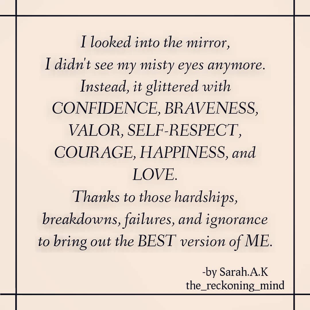 SarahAbrahamK's tweet photo. #possitivevibes #ThoughtForTheDay 
#writingtips #writing #writerslife #Writer #thoughts #thoughtswhilehashtagging 

The best version of Me https://t.co/U8xHxdgK0g