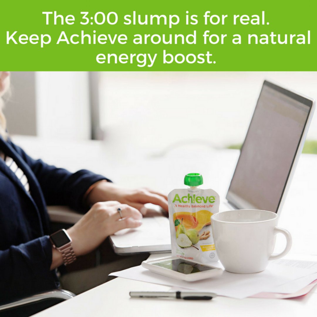 Instead of grabbing a soda or a cup of coffee or running to the vending machine, grab and Achieve for a natural pick-me-up. You (and your boss) will thank us! 
#AchieveForLife #AchieveEnergy
hubs.ly/H0drKBd0