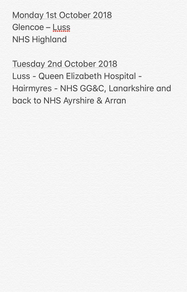 Dates for arrival in each health board below. Specific times will be updated on route #albachallenge #NHS70years #healthatwork