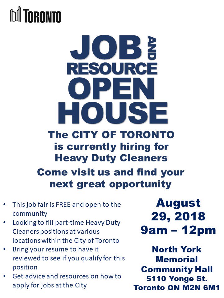 City of toronto jobs on twitter we re hiring heavy duty cleaners in