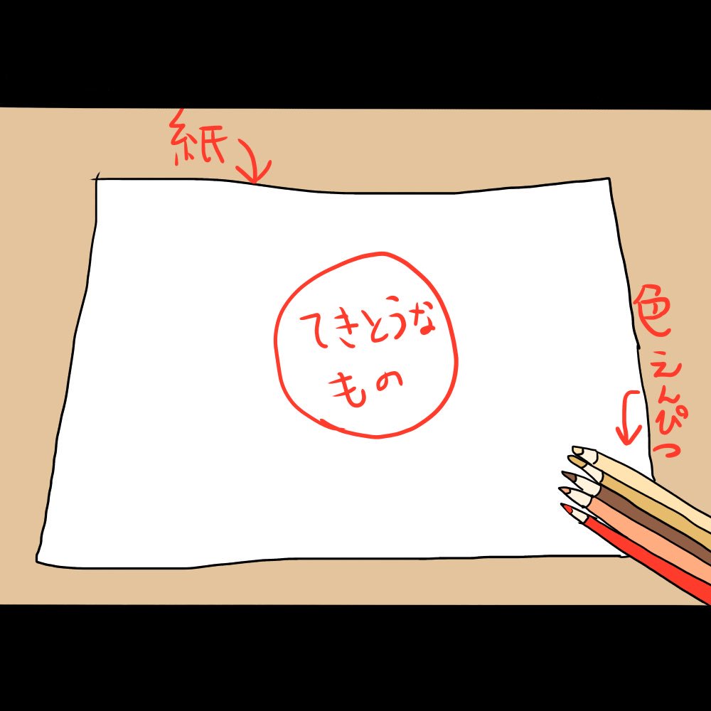 色鉛筆で描いたように見せかけて
本当はただ置いてあるやつ 