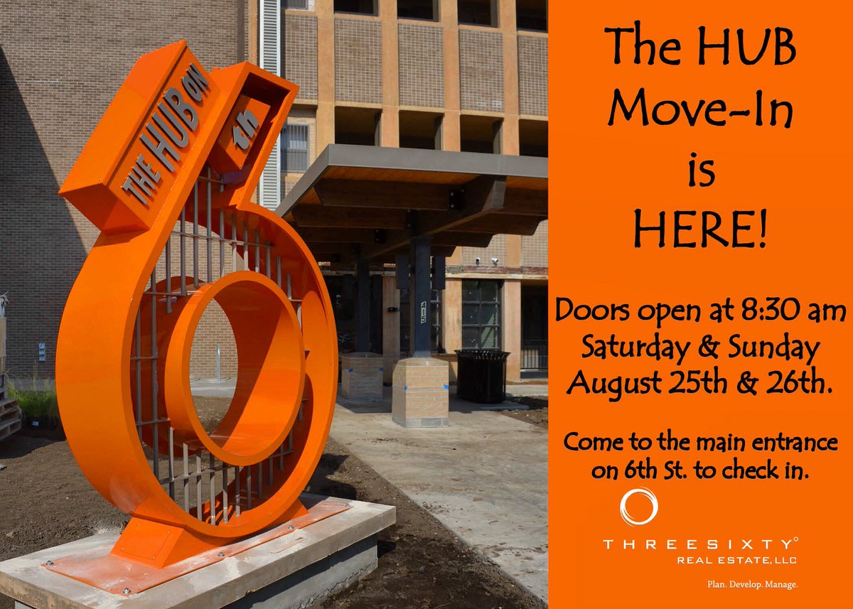 Hub_on_6th's tweet photo. Move-in day is just around the corner! Please join us in welcoming all of our new tenants! We’ll see you this weekend!

#TheHub https://t.co/ccqxa2RWfv