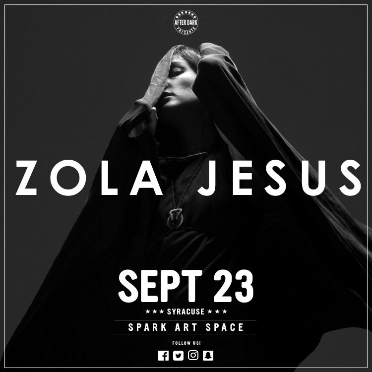 AfterDarkEvents's tweet photo. Just Announced - @ZOLAJESUS comes to Syracuse September 23rd at @SparkArtSpace. Tickets available 10am Friday, August 24th at https://t.co/HVZJa4dnY0 https://t.co/cQPb3zxkSL