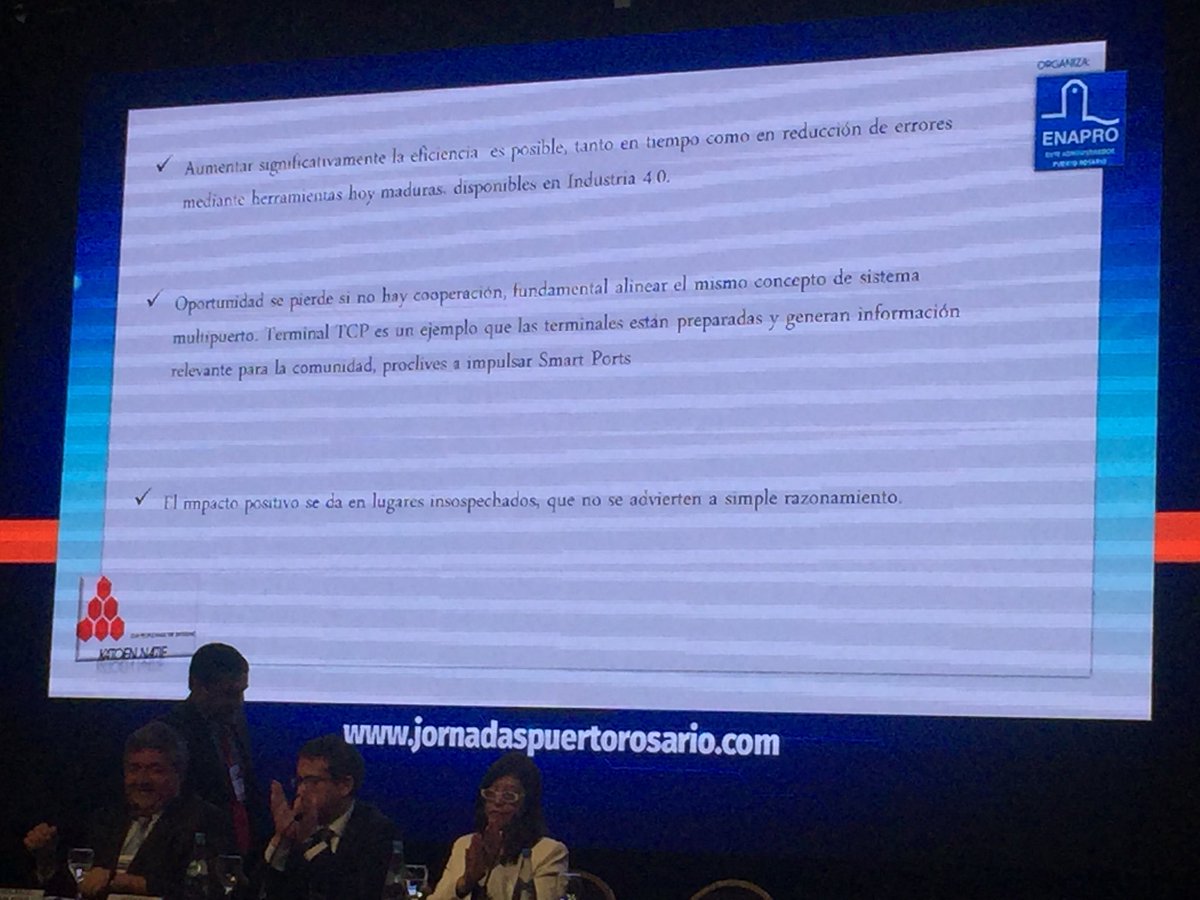 aduananews's tweet photo. #ENAPRO2018 | Recordar: Con eficiencia y cooperación el impacto es positivo. Mensaje de las “Experiencias Internacionales Smart Port” https://t.co/QcZ7FSVNfG