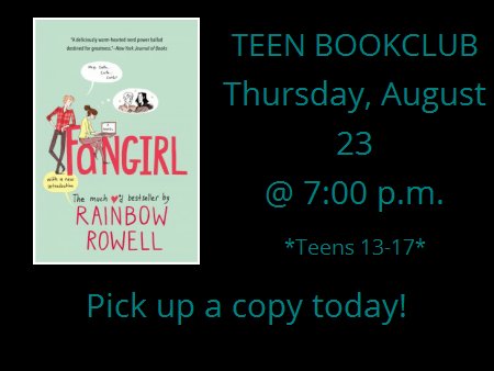 alvin_library's tweet image. Don&apos;t miss tonight&apos;s discussion at our #teenbookclub! #thealvinlibrary #teensread 4la.co/1MKHGZ
