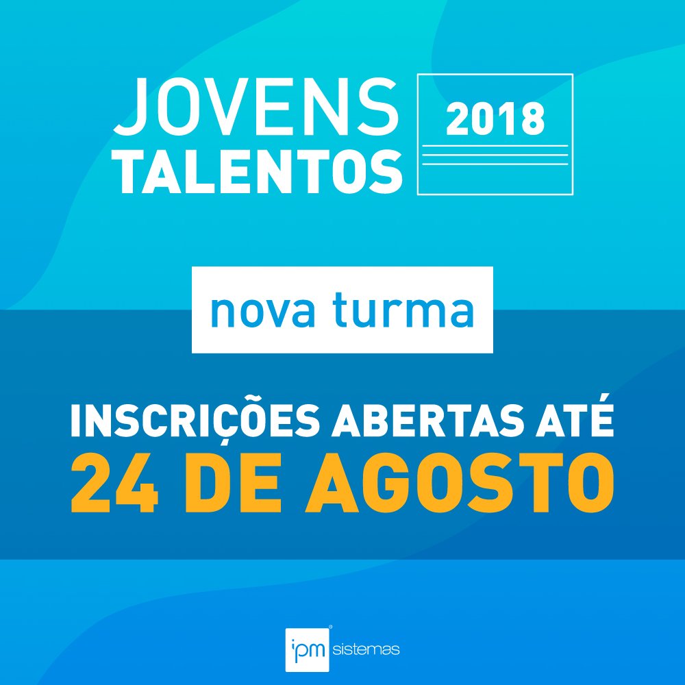 IpmSistemas's tweet photo. 📢😁 Já se inscreveu na nova turma do Jovens Talentos de Rio do Sul (SC)? Se você é estudante da área de tecnologia, ainda dá tempo para se inscrever no programa! As vagas ficam abertas até amanhã (24 de agosto). Saiba mais: https://t.co/n2zRkVL9g8 #penseipm #jovenstalentos https://t.co/CxfJwz8sj2