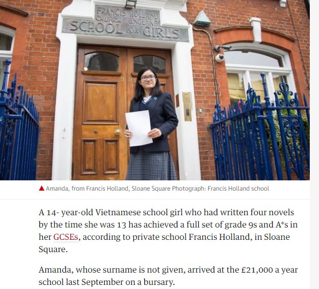 BertaGDeVega's tweet image. Espectacular la cobertura que hacen los medios británicos de los #GCSEs2018 Esta chica vietnamita es de las que mejor notas ha sacado, becada en un colegio, autora de tres novelas. #Respect. vía @guardian