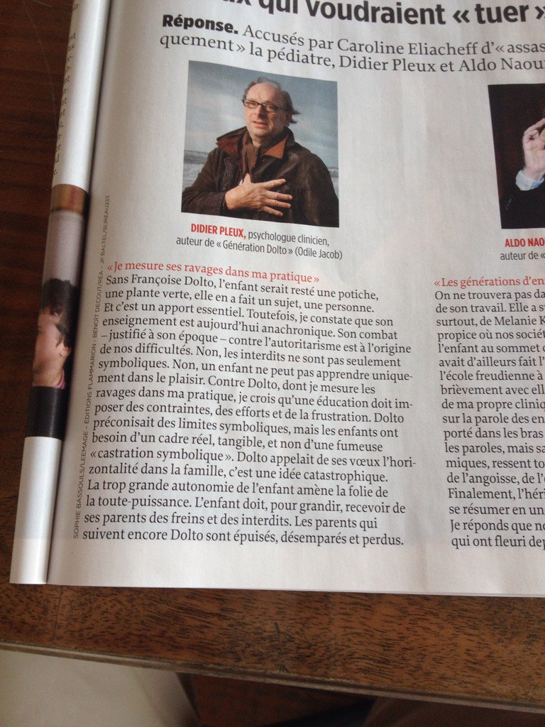 Les temps changent?
Article sur Dolto dans "Le Point" de cette semaine...