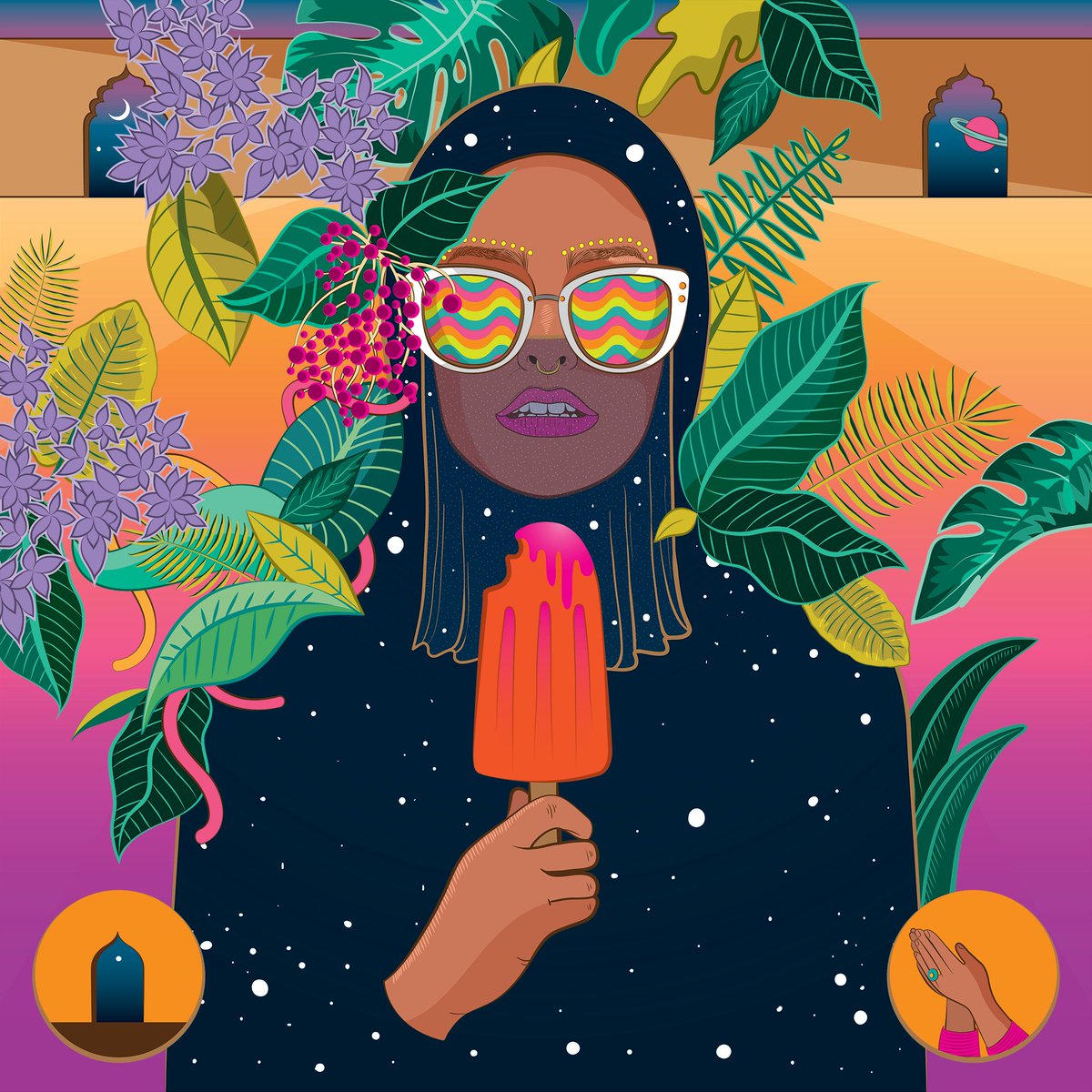 samyarif's tweet photo. Hey #VisibleWomen I'm Samya, an illustrator, designer &amp; visual artist from Karachi, Pakistan and I love drawing ball-breaker women in psychedelic and surreal worlds ✨💃🏾🌷 find me here https://t.co/cp8tD1m27G https://t.co/Lg9ffWRIoz