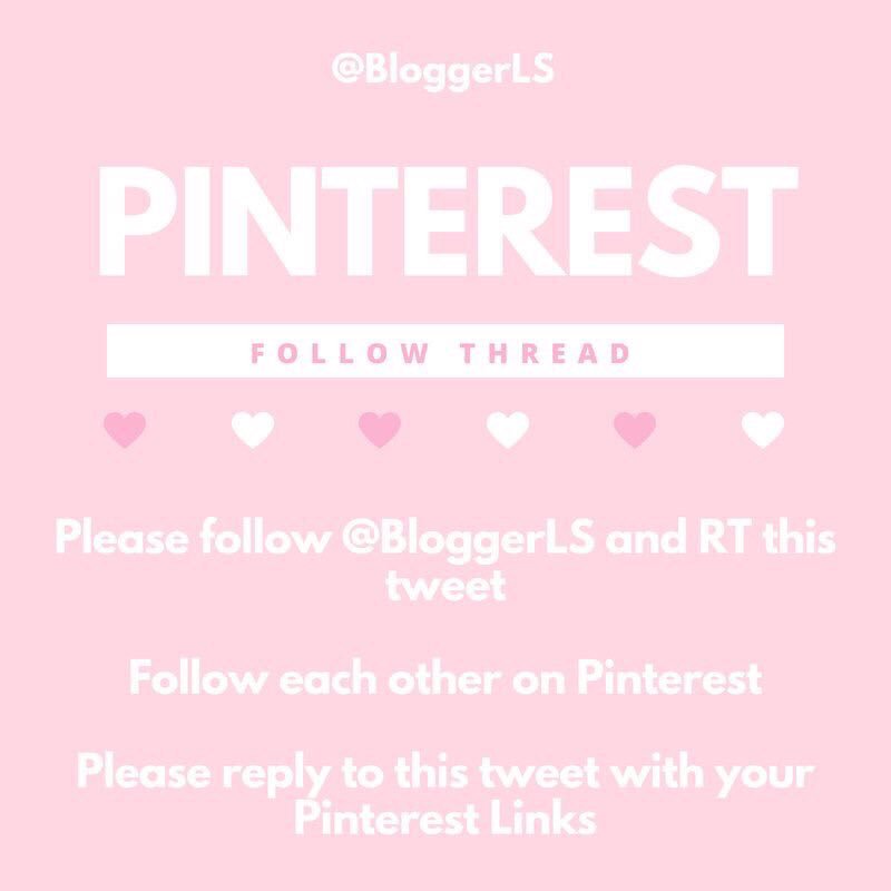 It's Thursday, which means it’s time for a Pinterest follow thread!

Please read the rules below and have fun. 😀💕🌸

#BloggerLoveShare