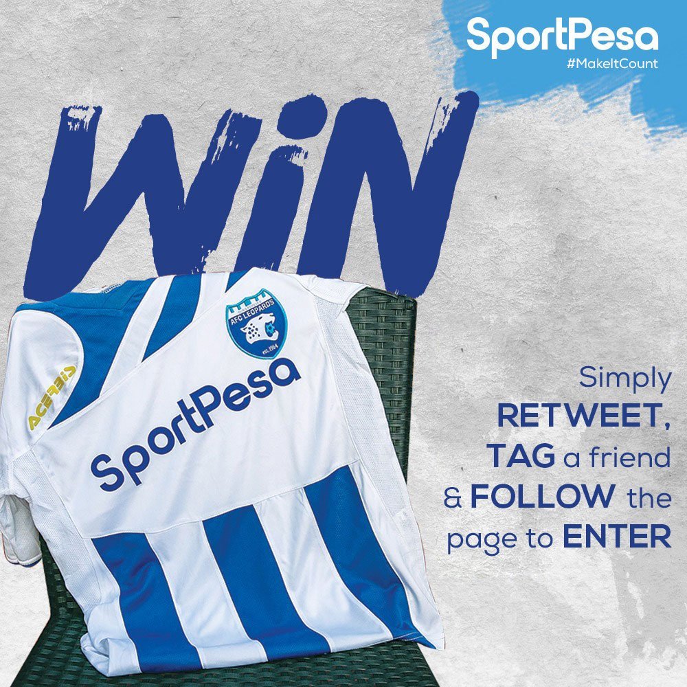 👕 | Time to Win!

Win an <a href="/AFCLeopards/">AFC Leopards</a> jersey. Simply RETWEET, TAG a friend and FOLLOW to ENTER. 

Good luck!

#MashemejiDerby 
#MakeItCount 
#Ingwe
