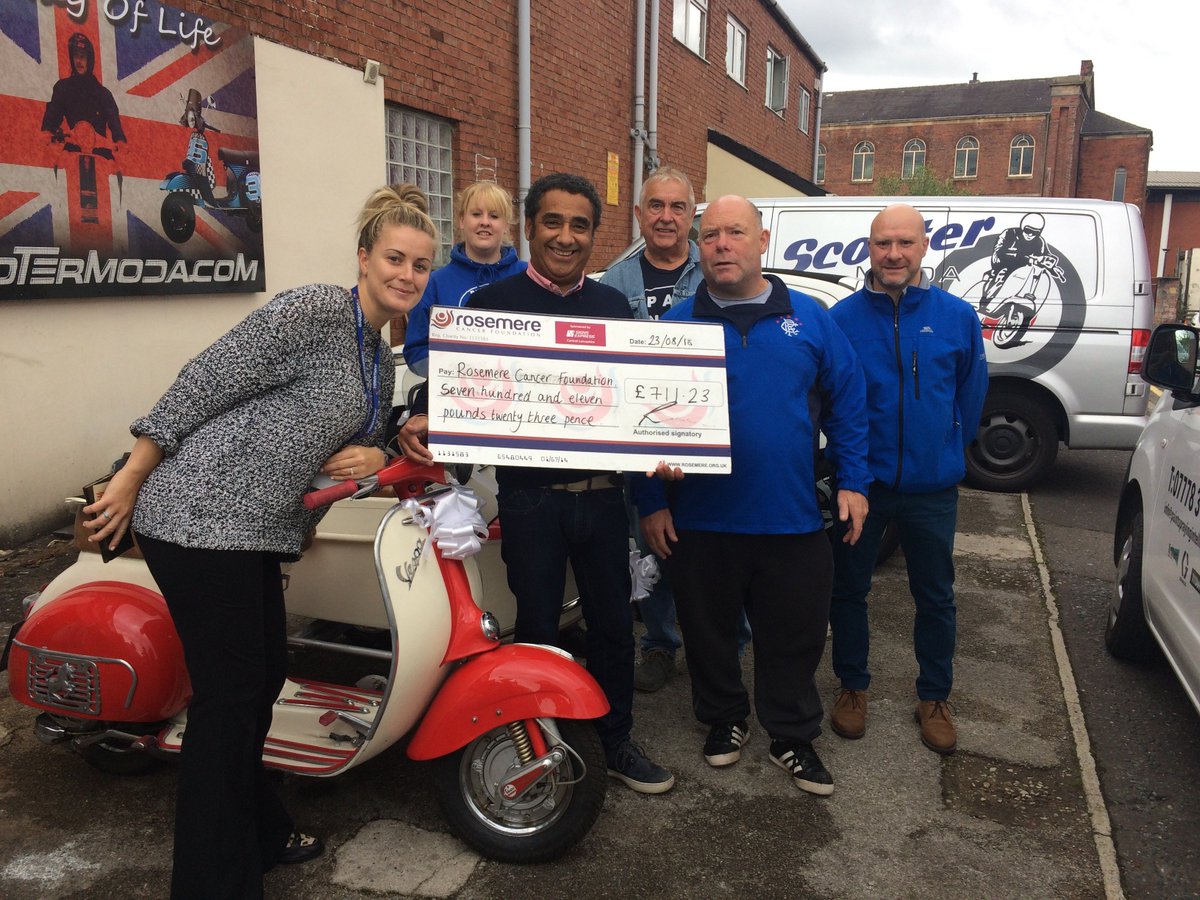 Another big thank you to Peter Reid at <a href="/ScomadiSales/">Scomadi</a> and everyone involved in The Scomadi Weekender Scooter Rally for raising £711.23 for <a href="/RosemereCF/">Rosemere Cancer Foundation</a> this year - we really appreciate all of your support over the years Peter! 🛵🛵🛵
