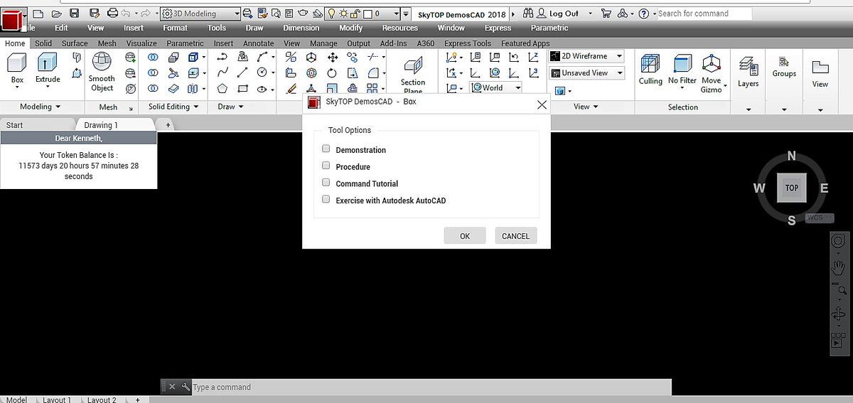 SkyTOPOfficial's tweet image. @DemosCAD has a dialog box which appears instantly when you click a tool.  It has a list of four options. You can check any of the four options depending on what you wish to do with that tool. #ClickATool #softwaredevelopment